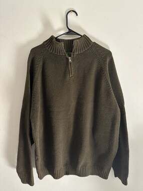 Eddie Bauer Men's Quarter-Zip Knit Sweater, Olive Green